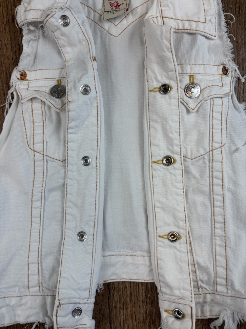 True Religion ‘Leah’ Rips Racerback Denim Vest ~ in White - Picture 10 of 15
